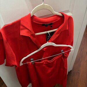 Hanifa Red Jersey Skirt and Top Set